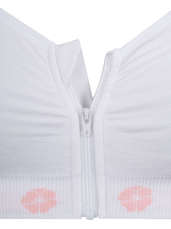 Peony Medium Support Bra (Front Opening Zipper) - White