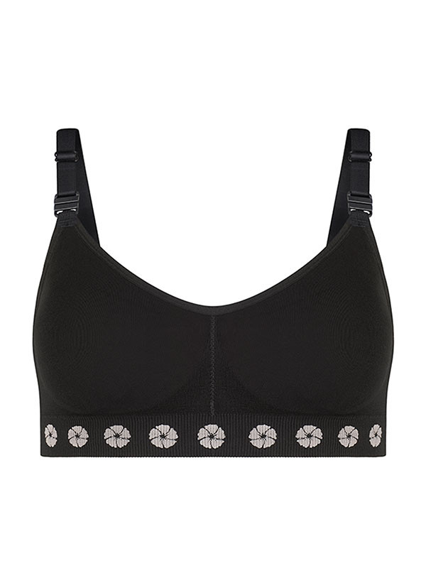 Fleur Medium Support Bra (Back Opening Hook & Eye) - Black
