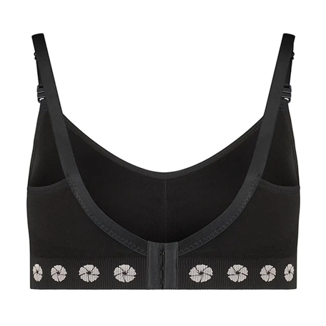 Fleur Medium Support Bra (Back Opening Hook & Eye) - Black