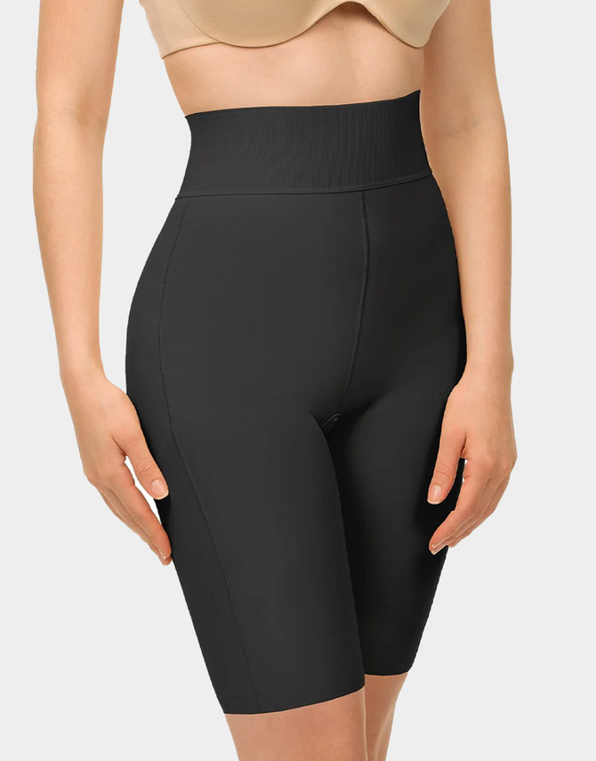 The Isavela GR04 is a stage 2 high-waist, mid-thigh compression girdle with an open crotch and non-roll 3-inch waist elastic for secure, comfortable post-surgical support.