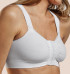 Seamless post-operative bra with front hook-and-eye closure and adjustable shoulder straps for secure and easy application.​