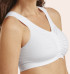 Bianca post-op bra with integrated compression zones and high-back design to aid healing after mastectomy or augmentation procedures.