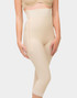 High-waist below-the-knee compression girdle with dual padded side zippers for secure post-operative support.​