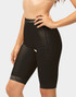 Low-waist mid-thigh compression girdle with dual padded side zippers for secure post-operative support.