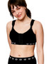 Peony Medium Support Bra (Front Opening Hook & Eye) - Black