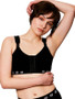 Peony Medium Support Bra (Front Opening Hook & Eye) - Black