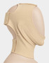 Side view of the Aesetica Facial Compression Garment showing full ear coverage and adjustable hook-and-loop fastening for a secure post-surgical fit.