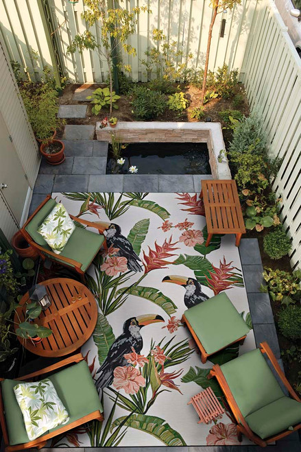 Couristan Dolce 7502 0002 Toucans Ivory Rug