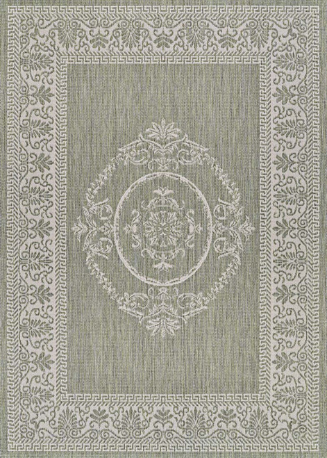 Couristan Recife 1078 4412 Antique Medallion Sage Leaf Ivory Rug