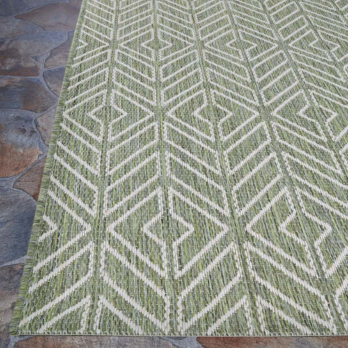 Couristan Recife 1318 4412 Cabana Tile Sage Leaf Ivory Rug