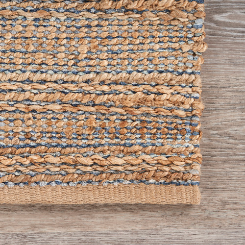 LR Home Natural Fiber 03302 Natural Jute Navy blue Rug