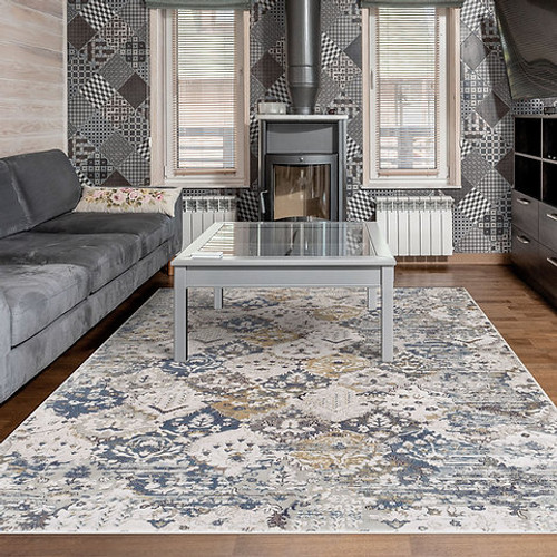 Dynamic Reha 1063 185 Cream Beige Blue Rug