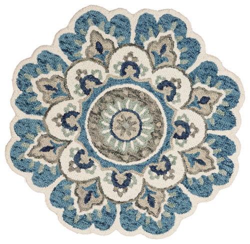 LR Home Dazzle 54094 Ivory Teal Rug
