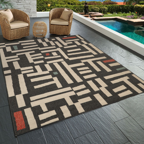 LR Home Mapa 82502 Black Ivory Rug