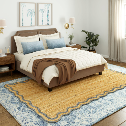 LR Home Scallop Jute 82724 Natural Denim Rug