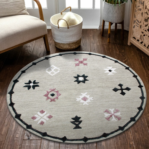 LR Home Vibrance 3564 Gray Black Pink Rug