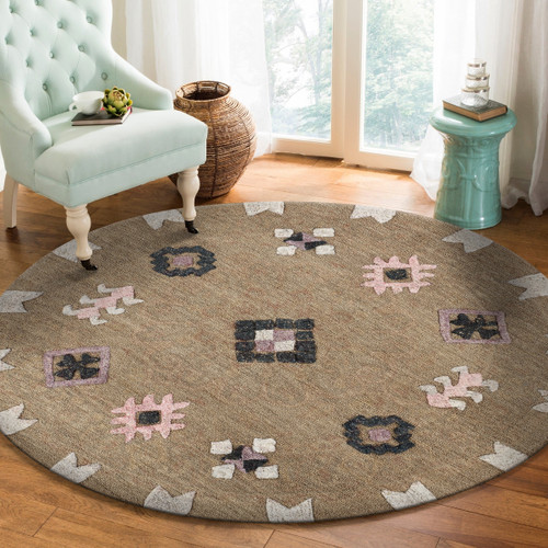 LR Home Vibrance 3570 Taupe Black Pink Rug