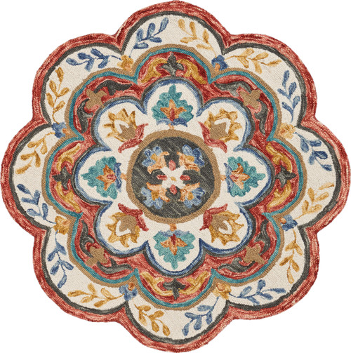 LR Home Sinuous 54108 Red Multi Rug