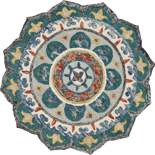 LR Home Sinuous 54109 Green Multi Rug