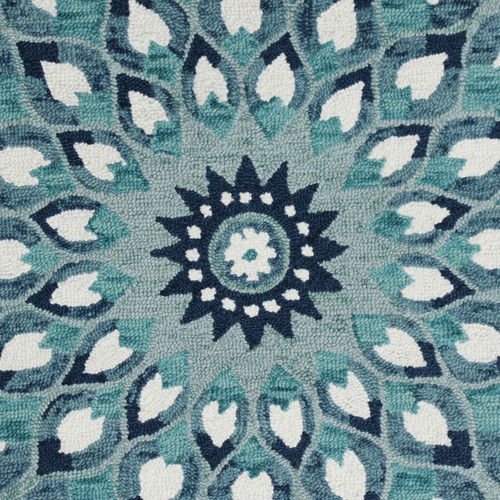 LR Home Sinuous 54151 Blue Navy Teal White Rug