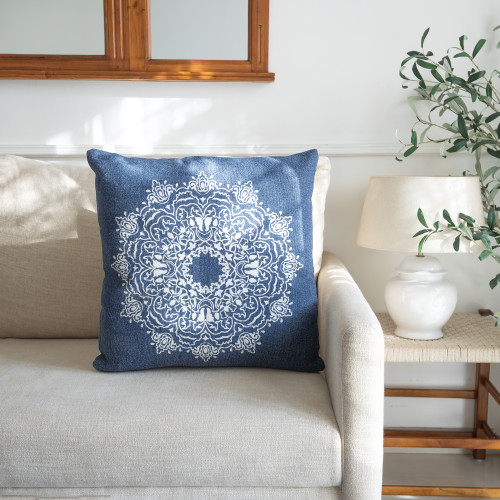 LR Home Mandala 04692 Blue White Pillow