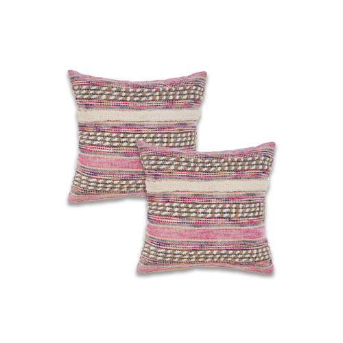LR Home Chindi 07335 Pink Natural Pillow