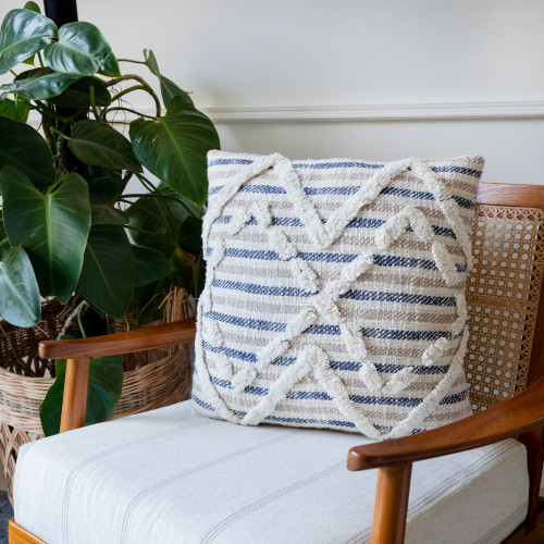 LR Home Soiree 07344 Blue Natural Pillow