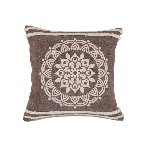 LR Home Mandala 07680 Cinnamon Brown White Pillow