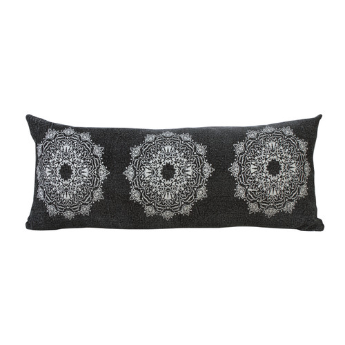 LR Home Mandala 07855 Jet Black White Pillow