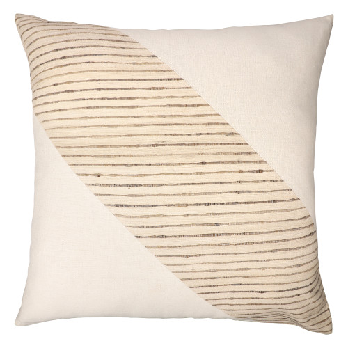 LR Home Silk/Linen 08679 White Beige Pillow
