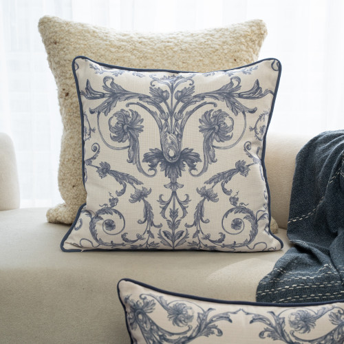 LR Home Rococo 08824 Blue Ivory Pillow