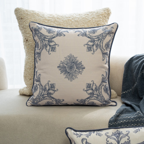 LR Home Rococo 08829 Blue Ivory Pillow