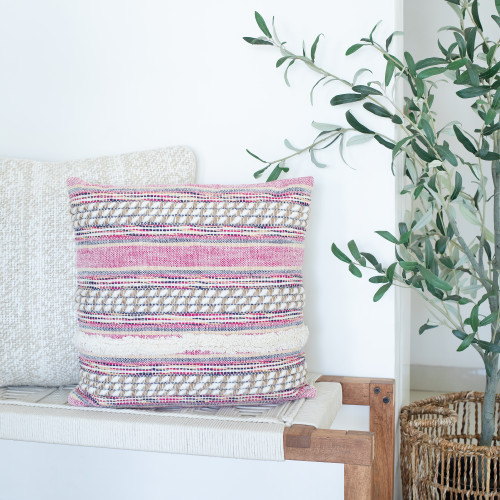 LR Home Chindi 7335 Pink Natural Pillow