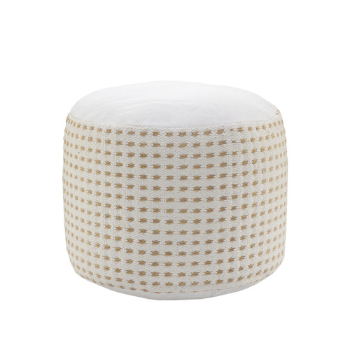 LR Home Zion 34029 Biege White Pouf