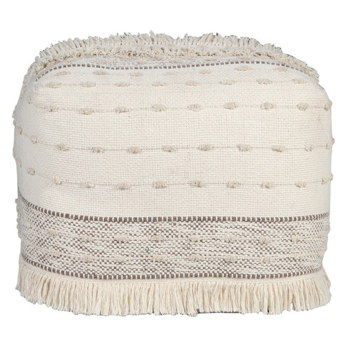 LR Home Monarch 34039 Taupe Ivory Pouf