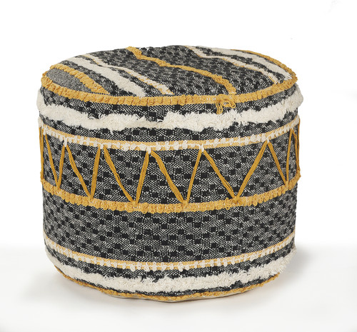 LR Home Enigma 99767 Black Yellow Pouf