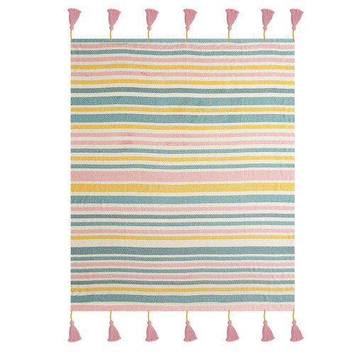 LR Home Sundry 80182 Cream Pink Blue Yellow Throw