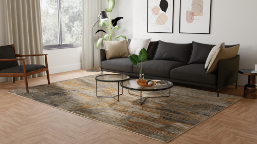 Feizy Jaxson 39PWF Gray Tan Ivory Area Rug