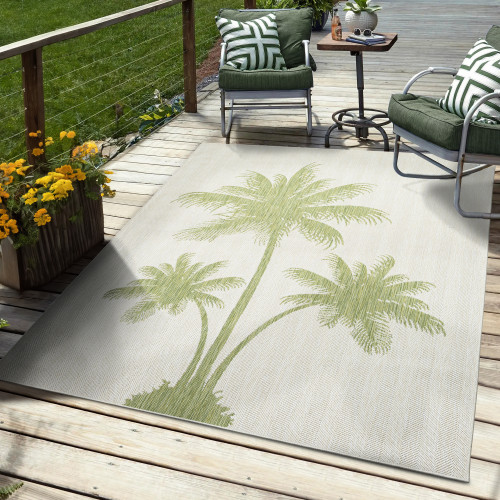LR Home Catalina 81503 Beige Dark Green Rug