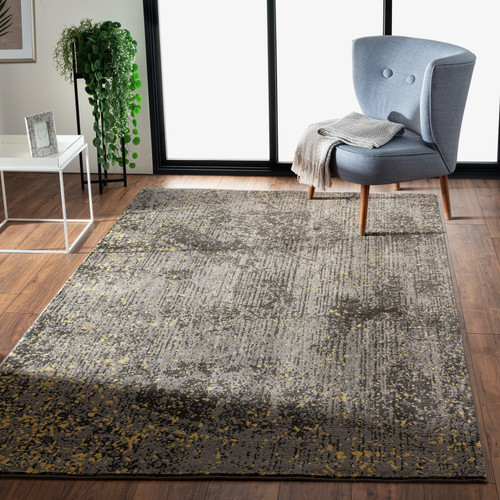 LR Home Impulse 81853 Dovetail Gray Ash Black Gold Rug