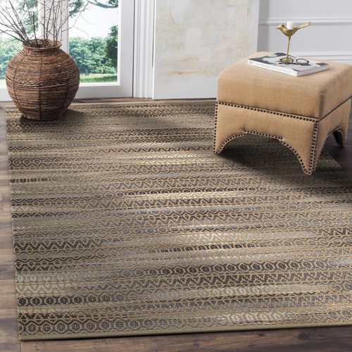 LR Home Natural Fiber 03333 Tan Dark Gray Light Gray White Rug