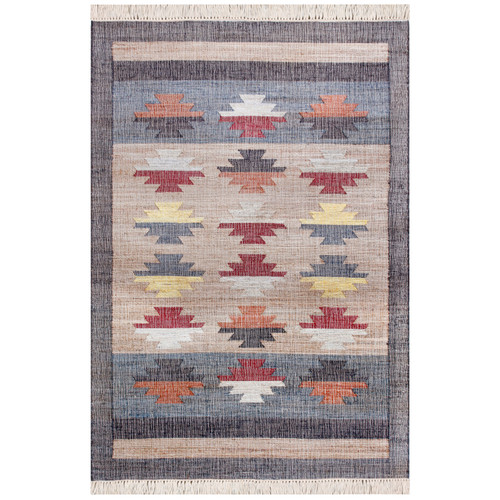 LR Home Nimroz 81983 Tan Gray Blue Multi Rug