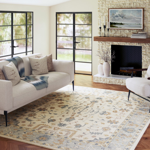 LR Home Pallor 82775 Ivory Blue Rug