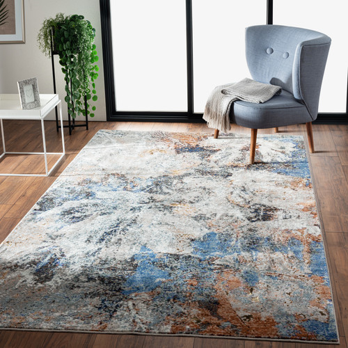 LR Home Revolution 81803 Rust Blue Gray White Rug