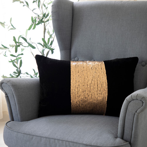 LR Home Cosmopolitan 08474 Black Gold Pillow