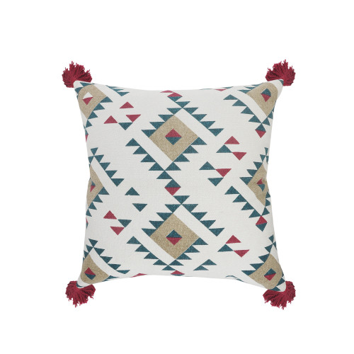 LR Home El Paso 07573 White Burgundy Tan Teal Pillow