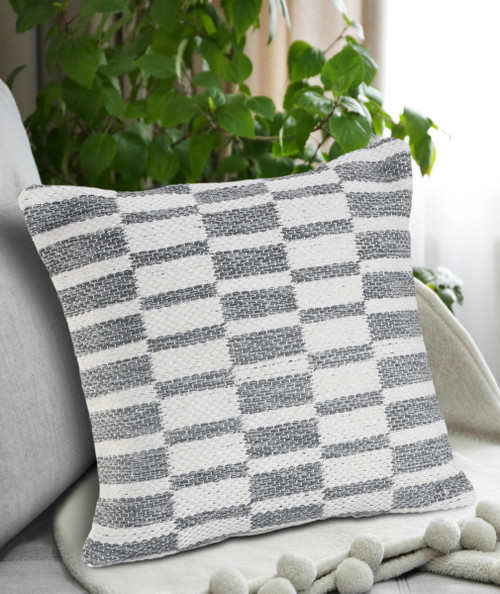 LR Home Elemental 07401 Gray White Pillow