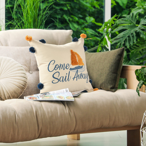 LR Home Seabrook 07972 Navy Orange Pillow