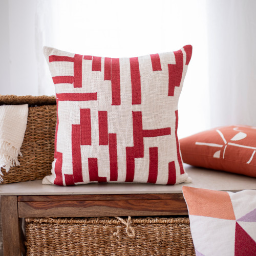 LR Home Stacy Garcia 08649 Red Ivory Pillow