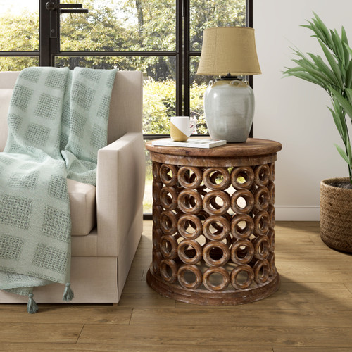 LR Home Stella 04067 Washed Brown Side Table